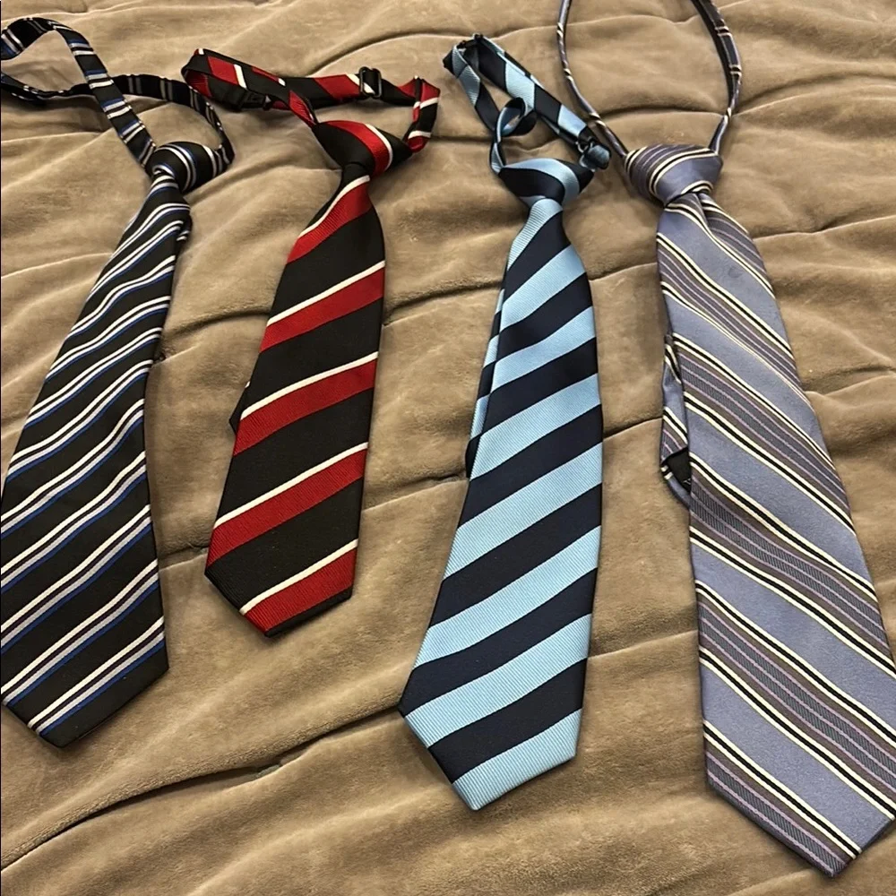 Striped pre tied Ties in Blue, Red, and Black